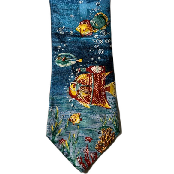 Tabasco Colorful Fish Pattern silk Tie with Tabasco sauce - Picture 5 of 7